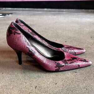 Vintage Y2K Snakeskin Print Pink Pointy Heels Size 5